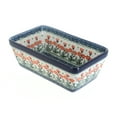 thumbnail image 1 of Blue Rose Polish Pottery Peach Posy Loaf Baker, 1 of 1