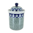 thumbnail image 1 of Blue Rose Polish Pottery Peacock Swirl Small Canister, 1 of 1