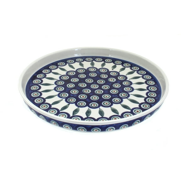 Blue Rose Polish Pottery Peacock Torte Plate