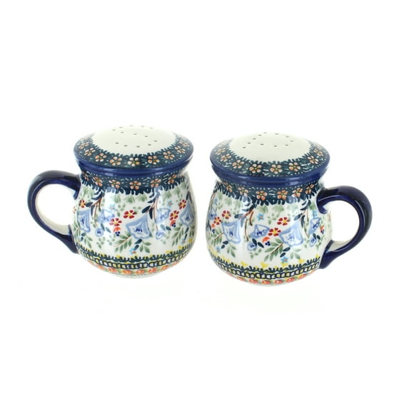 Blue Rose Polish Pottery Periwinkle Salt & Pepper Shakers with Handles