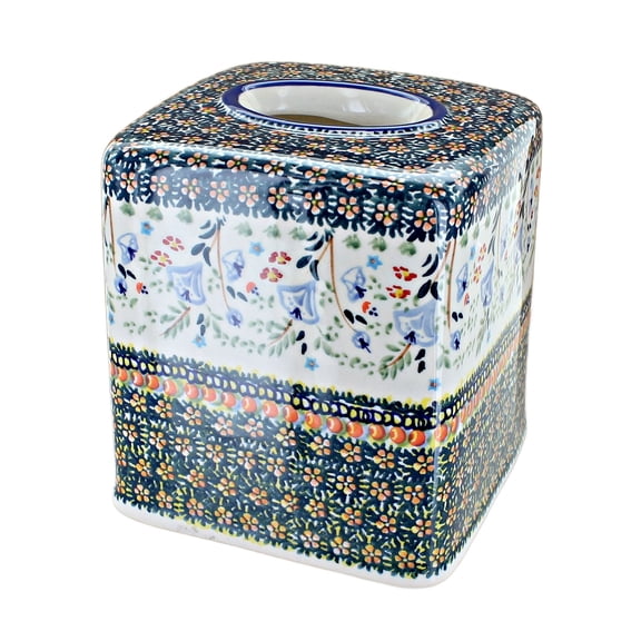 Blue Rose Polish Pottery Periwinkle Tissue Box