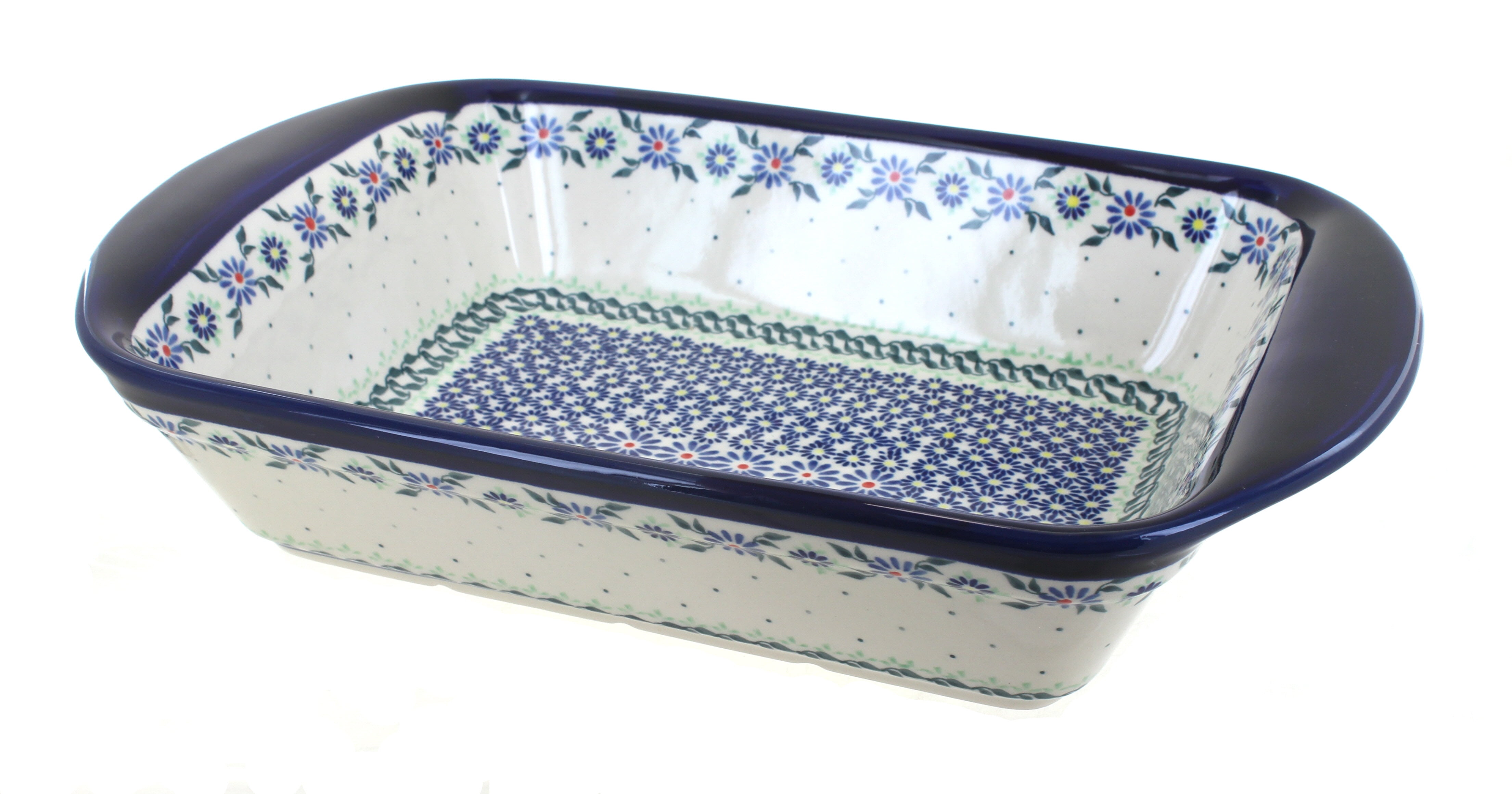 Polish Pottery Rectangular Baker With Grip Lip - Maple Harvest Design, 2.25"H X 7.13"W X 9.75"L 3 thumbnail image