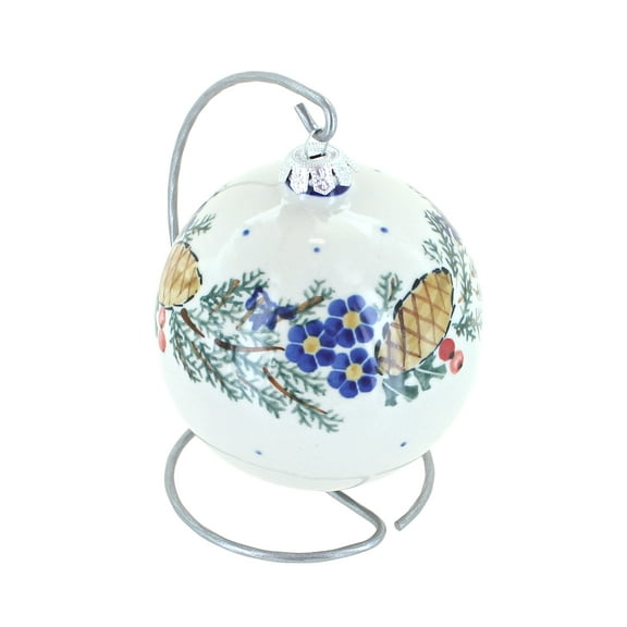 Blue Rose Polish Pottery Pinecone Christmas Ball