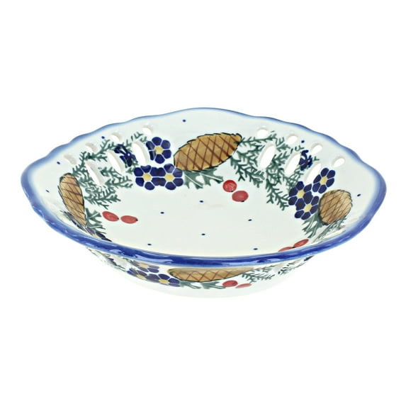 Blue Rose Polish Pottery Pinecone Small Fruit Dish