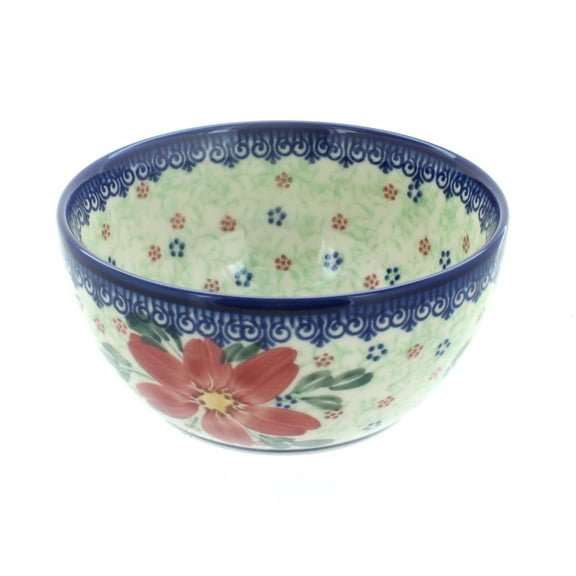 Blue Rose Polish Pottery Poinsettia Dessert Bowl