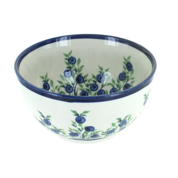 Blue Rose Polish Pottery Porcelain Vine Dessert Bowl