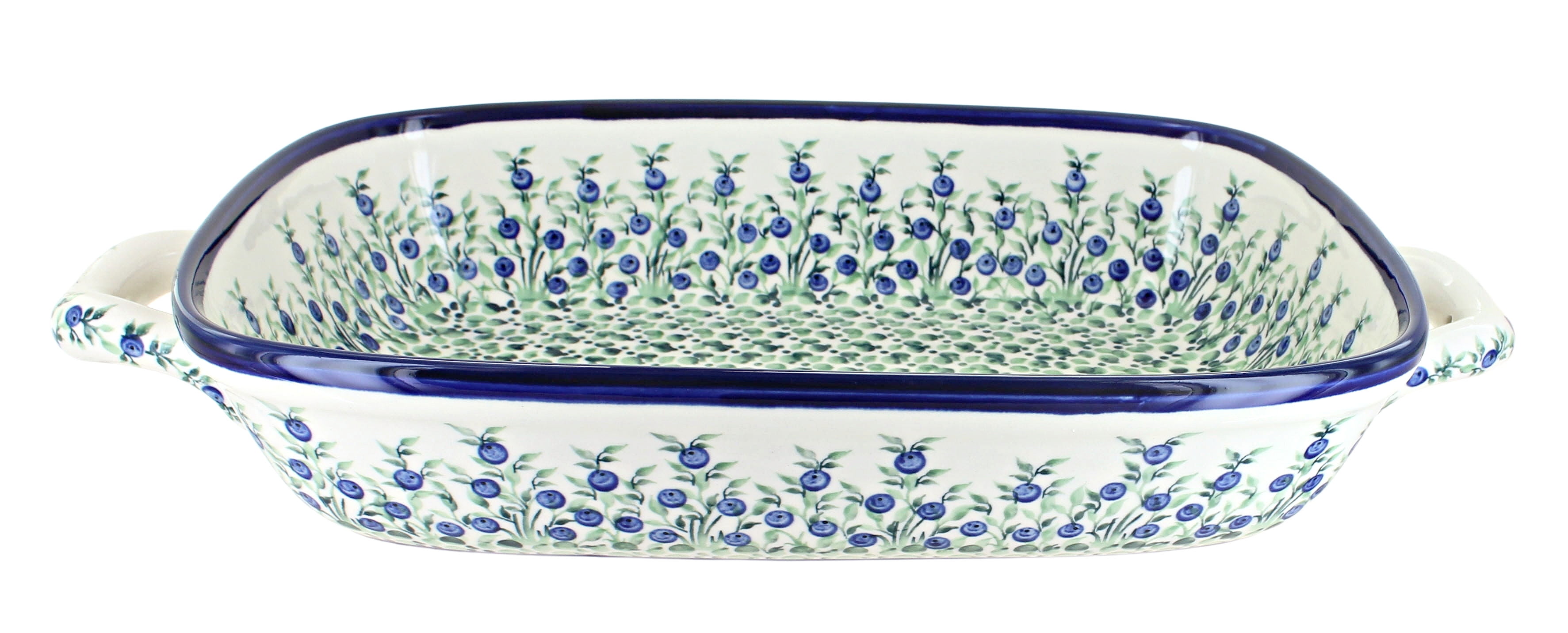 Polish Pottery Rectangular Baker With Grip Lip - Maple Harvest Design, 2.25"H X 7.13"W X 9.75"L