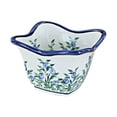 thumbnail image 1 of Blue Rose Polish Pottery Porcelain Vine Small Square Scallop Bowl, 1 of 1
