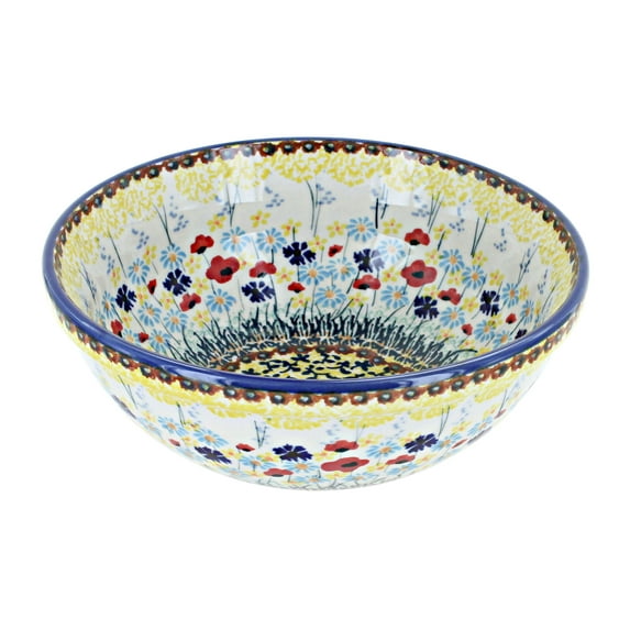 Blue Rose Polish Pottery Prairie Garden Cereal/Soup Bowl