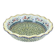 Blue Rose Polish Pottery Prairie Garden Pie Plate