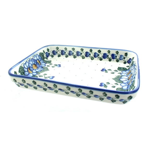 Blue Rose Polish Pottery Primrose Large Rectangular Baker