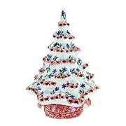 Blue Rose Polish Pottery Red Christmas Tree Luminary