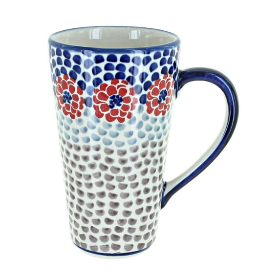 Blue Rose Polish Pottery Red Dahlia Large Coffee Mug