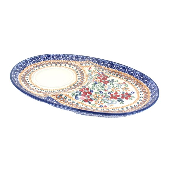 Blue Rose Polish Pottery Red Daisy Breakfast Plate