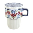 thumbnail image 1 of Blue Rose Polish Pottery Red Poppy Large Mug with Lid, 1 of 2