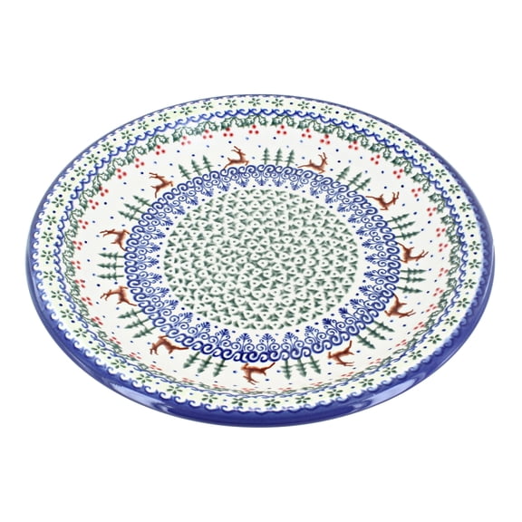 Blue Rose Polish Pottery Reindeer Delight Dinner Plate