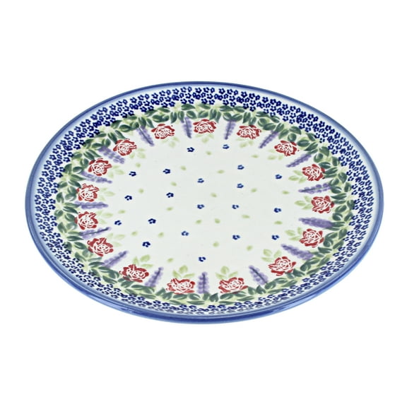 Blue Rose Polish Pottery Roses Are Red Dinner Plate