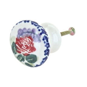 Blue Rose Polish Pottery Roses Are Red Drawer Pull