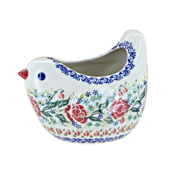 Blue Rose Polish Pottery Rosie Bird Basket