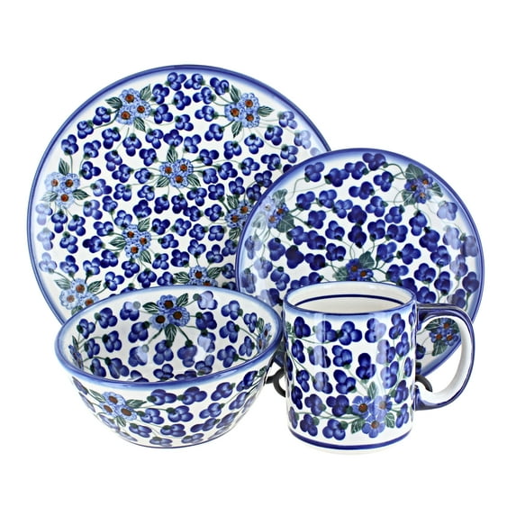 Blue Rose Polish Pottery Royal Vine 4 Piece Place Setting - Service for 1