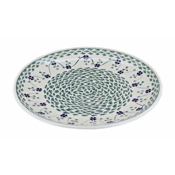 Blue Rose Polish Pottery Sage Floral Dinner Plate