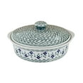 thumbnail image 1 of Blue Rose Polish Pottery Sage Floral Round Baker with Lid, 1 of 1