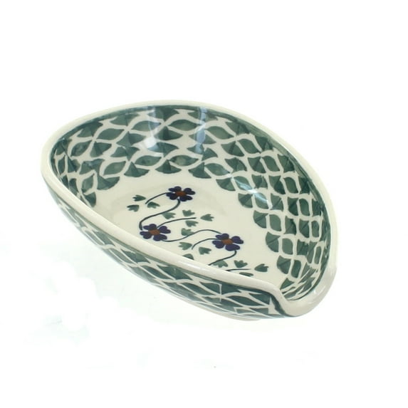 Blue Rose Polish Pottery Sage Floral Small Spoon Rest