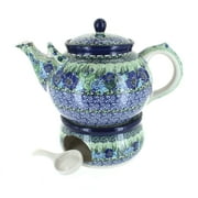 Blue Rose Polish Pottery Sapphire Fields Large Teapot & Warmer