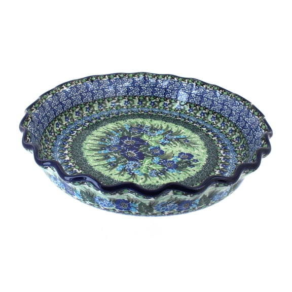 Blue Rose Polish Pottery Sapphire Fields Pie Plate
