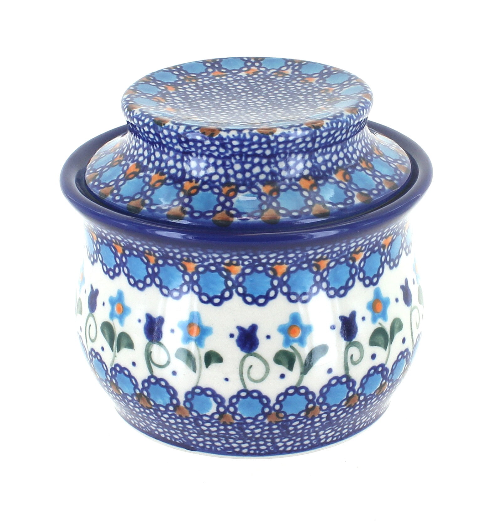 Blue Rose Pottery Burriera In Gres Butterfly Garden, Fatta A Mano In Polonia, Lavabile In Lavastoviglie, 21x14.5 Cm
