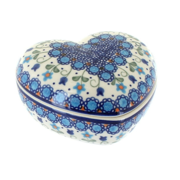 Blue Rose Polish Pottery Savannah Large Heart Box Walmart