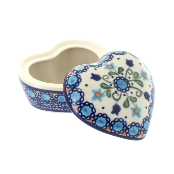 Blue Rose Polish Pottery Savannah Small Heart Box