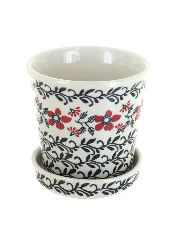 Blue Rose Polish Pottery Scarlett Ivy Flower Pot