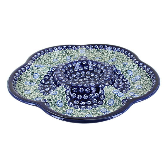 Blue Rose Polish Pottery Seaside Swirl Chip & Dip Tray