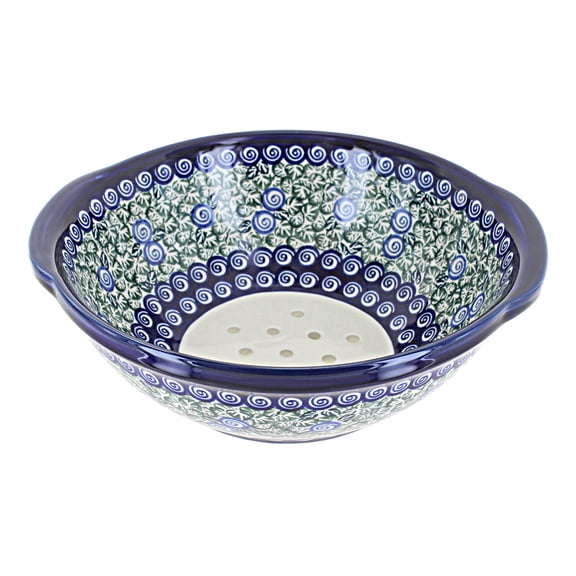 Blue Rose Polish Pottery Seaside Swirl Colander