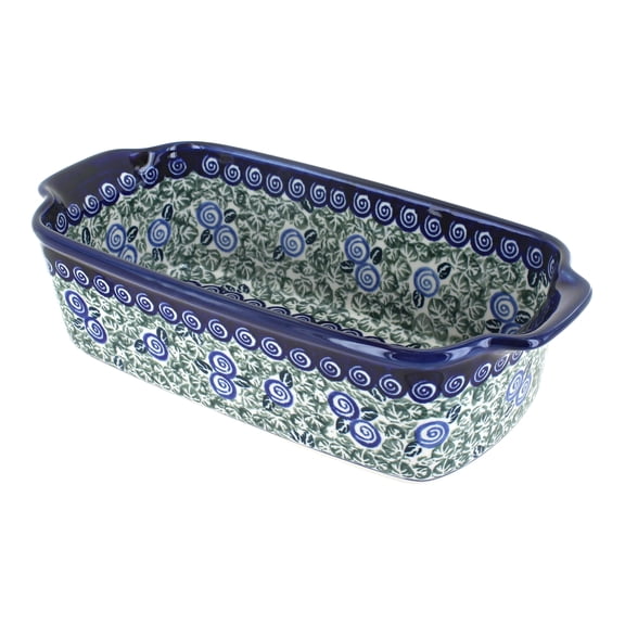 Blue Rose Polish Pottery Seaside Swirl Loaf Baker