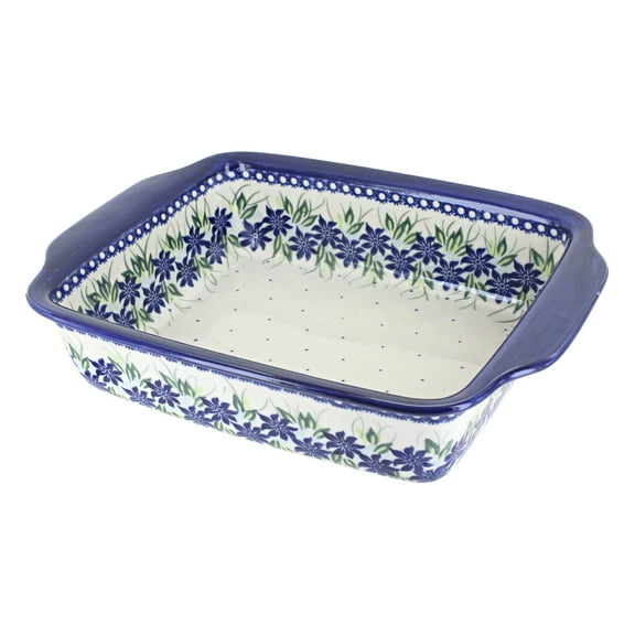 Blue Rose Polish Pottery Sierra Medium Rectangular Baker with Handles