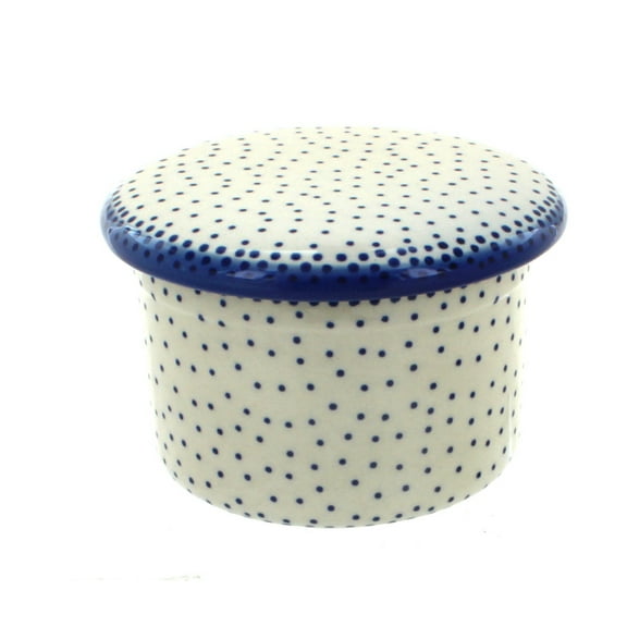 Blue Rose Polish Pottery Small Dots French Butter Dish
