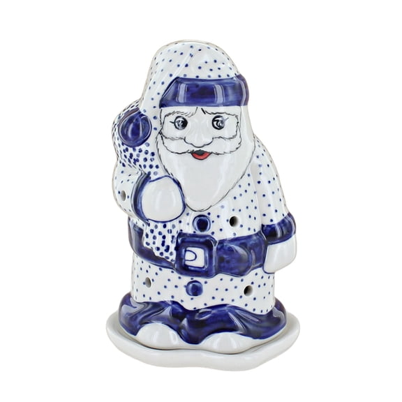 Blue Rose Polish Pottery Small Dots Santa Luminary