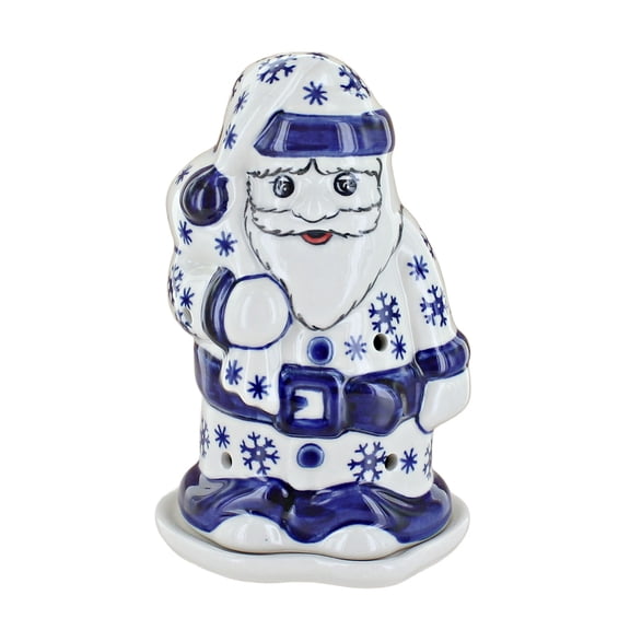 Blue Rose Polish Pottery Snow Flurry Santa Luminary
