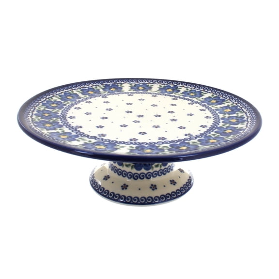 Blue Rose Polish Pottery Spring Blossom Cake Plate