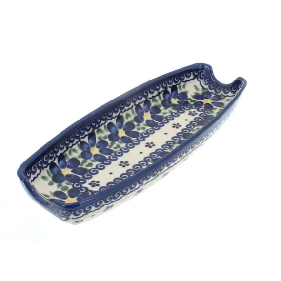 Blue Rose Polish Pottery Spring Blossom Corn on the Cob Dish