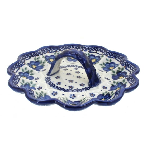 Blue Rose Polish Pottery Spring Blossom Egg Plate