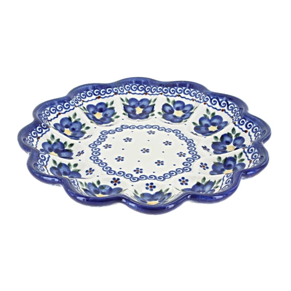 Blue Rose Polish Pottery Spring Blossom Egg Plate