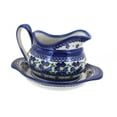 thumbnail image 1 of Blue Rose Polish Pottery Spring Blossom Gravy Boat & Plate, 1 of 2