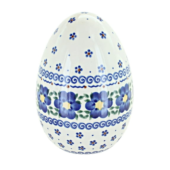 Blue Rose Polish Pottery Spring Blossom Large Decorated Egg