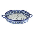thumbnail image 1 of Blue Rose Polish Pottery Spring Blossom Large Round Baker with Handles, 1 of 1