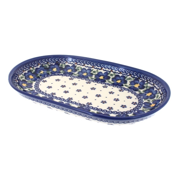 Blue Rose Polish Pottery Spring Blossom Medium Oval Dish