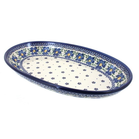Blue Rose Polish Pottery Spring Blossom Oval Platter