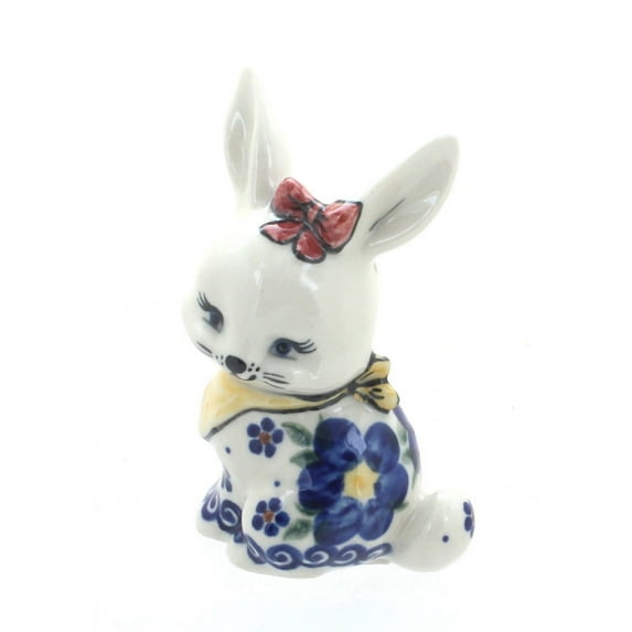 Blue Rose Polish Pottery Spring Blossom Small Rabbit